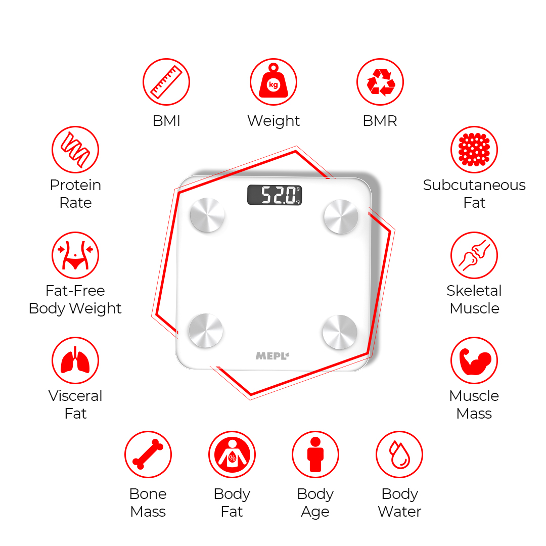 MEPL Smart Bathroom Scale SE 263 LB - WHITE