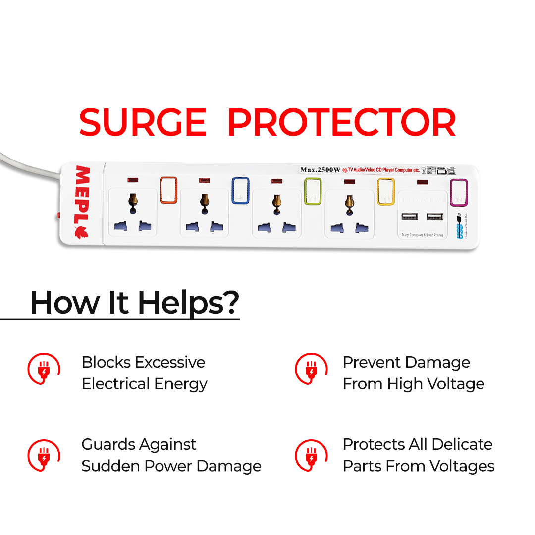 MEPL 4 Socket Spike Guard with 2 USB QC-22