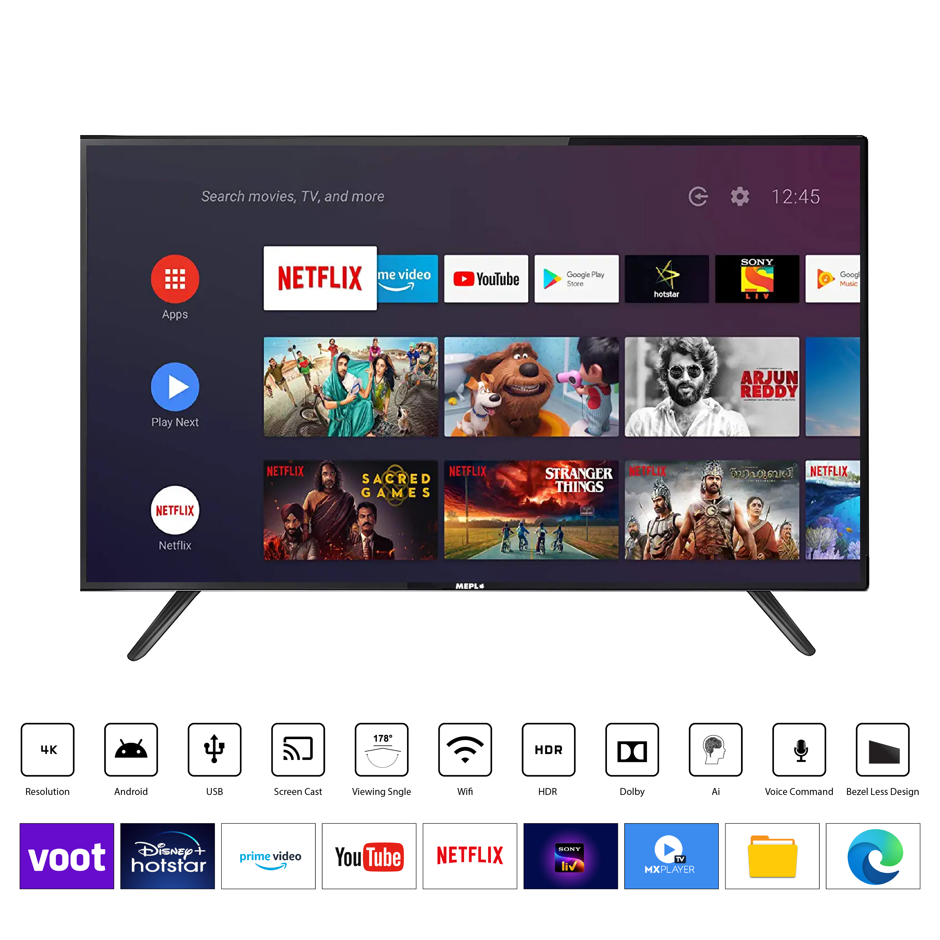 MEPL 4K UHD Smart LED TV With Ai 75inch