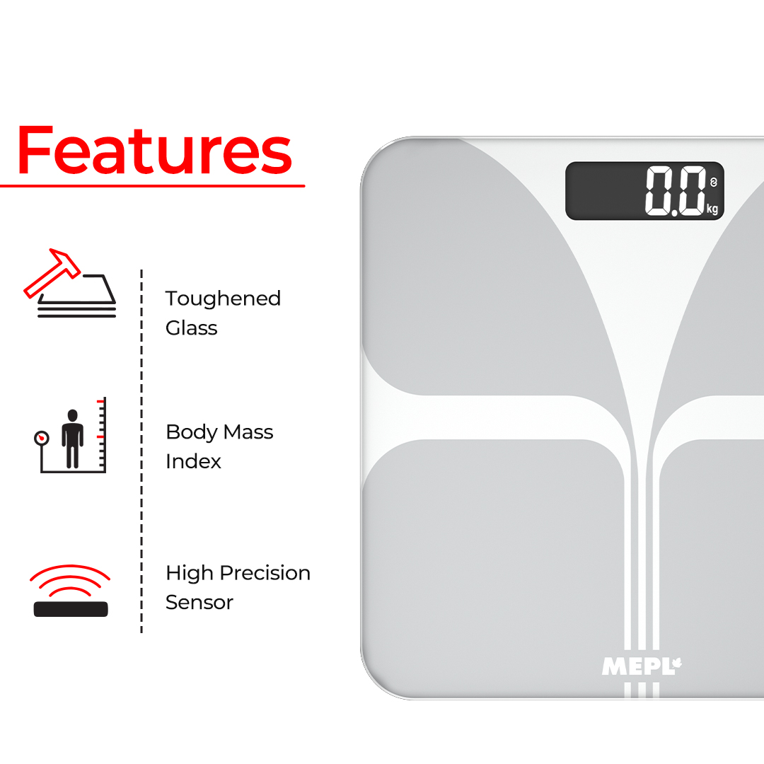 MEPL Smart Bathroom Weighing Scale SE 260 LB – WHITE