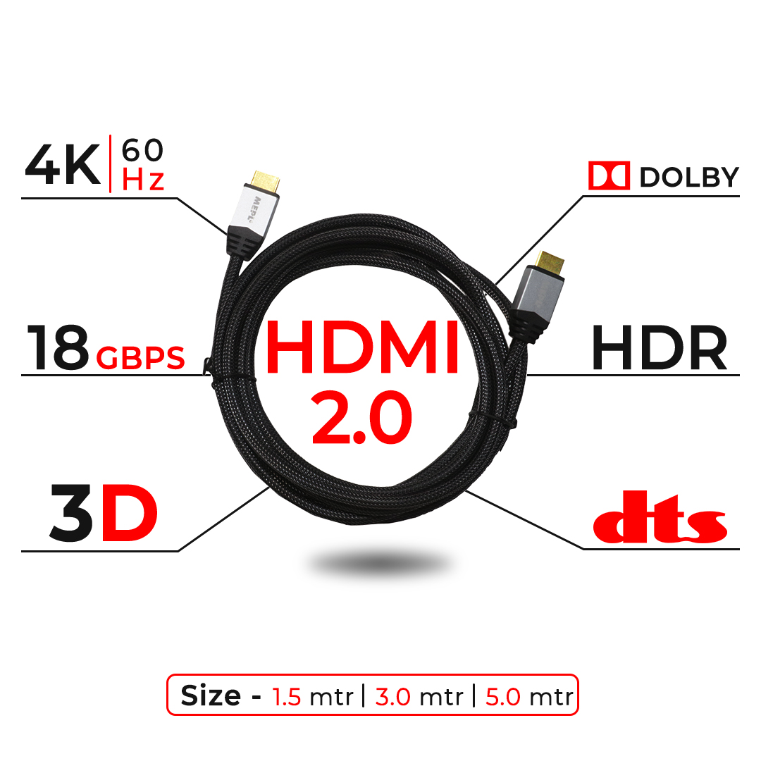 MEPL HDMI Cable 3 Meter 18 GBps Version 2.0